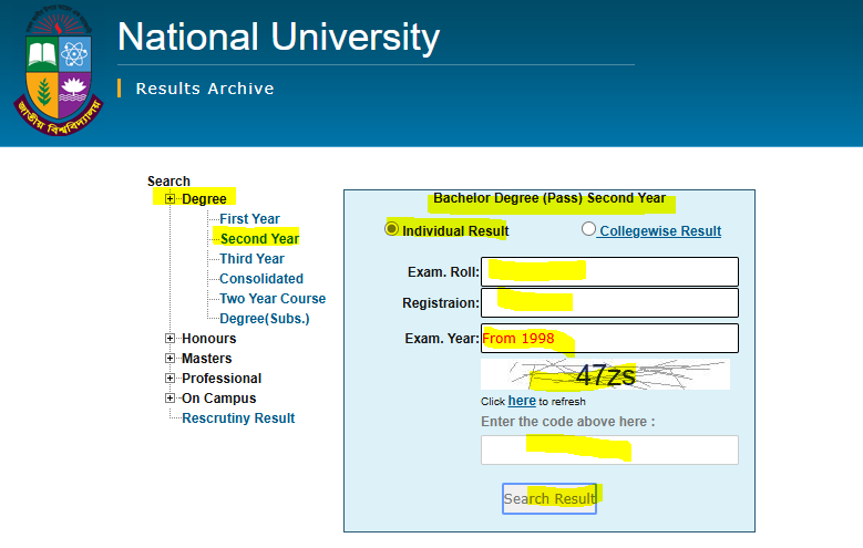 NU Degree 2nd Year Result