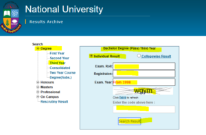 NU Degree 3rd Year Result