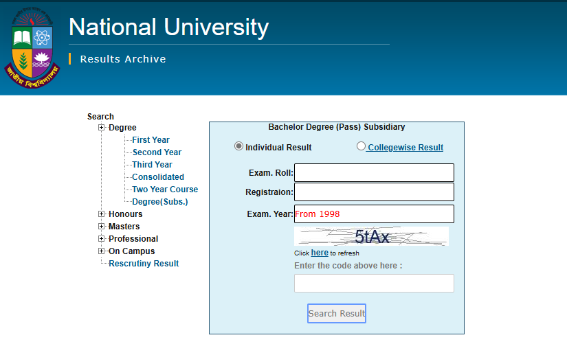 Degree Sub Result